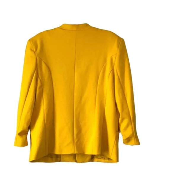 PREMISE | Women's Mustard 3/4 Ruched Sleeve Lined Blazer Jacket Size L - Picture 3 of 7